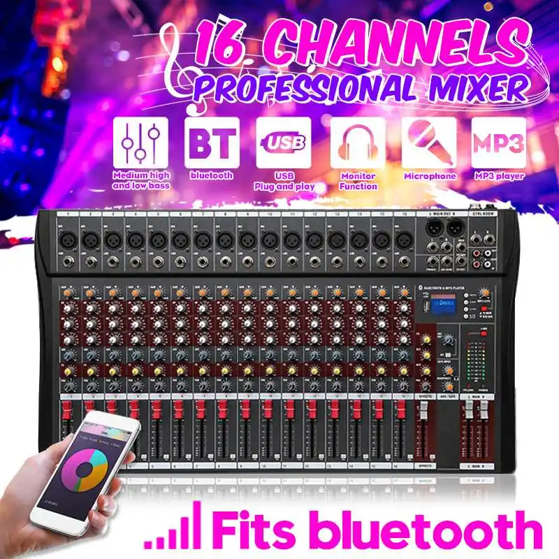 

LEORY 12 Channel bluetooth Digital Microphone Sound Mixer Console Professional Karaoke Audio Mixer Amplifier With USB