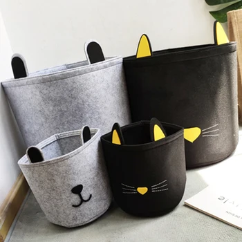 

Cute Cartoon Felt Handy Dirty Clothes Storage Basket Bathroom Laundry Basket Environment Living Room Kids Toy Clothes Baskets