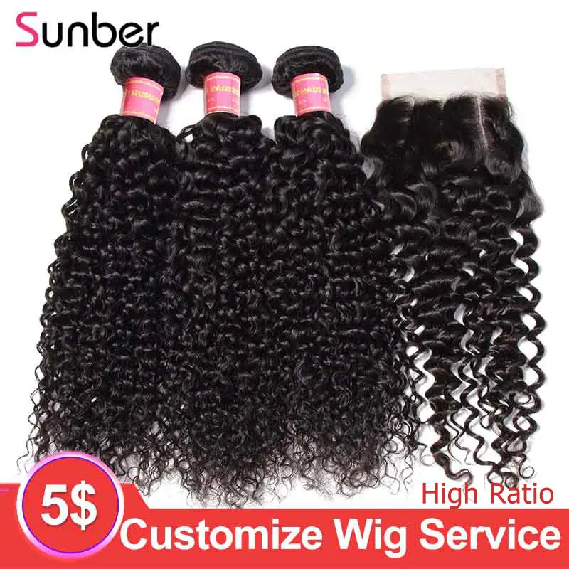 

Sunber Hair Add $5.00 to Make Wigs Brazilian Curly Bundles with 4x4 Closure Wig Samll / Meidum/Large Cap 100% Human Remy Hair