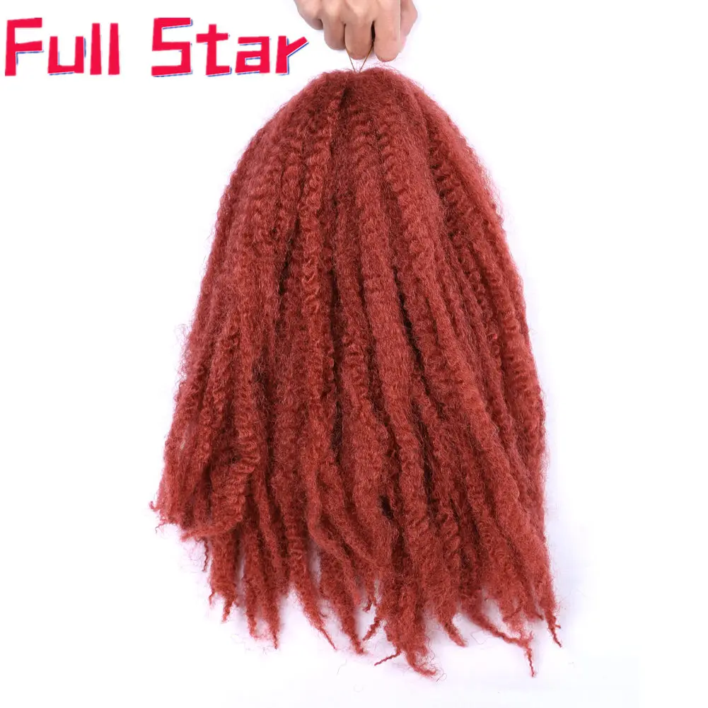 Full Star Synthetic Crochet Braid 18" Afro Kinky Curly Marley Braids Yaki Ombre Braiding Hair Extensions Bulk Black Brown Bug
