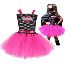 Г. Платье-пачка супергероя с маской для девочек, костюм Бэтмена ручной работы для дня рождения, вечеринки, Хэллоуина, платье для малышей, Dress2-10Y Бэтгерл
