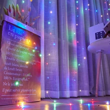 Girlanda żarówkowa LED Light Christmas Home Decor pilot USB ślubna girlanda kurtyna 1-3M lampa wakacje do sypialni żarówka kryty wróżka tanie tanio CN (pochodzenie) 433241 433242 Bez pudełka na prezent