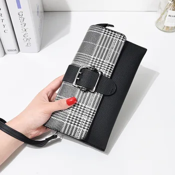 

Women's Long Wallet Purses Plaid Tassel Coin Purse Cellphone Bag Lady Envelope Clutch Money Bag Pu Leather Wallet