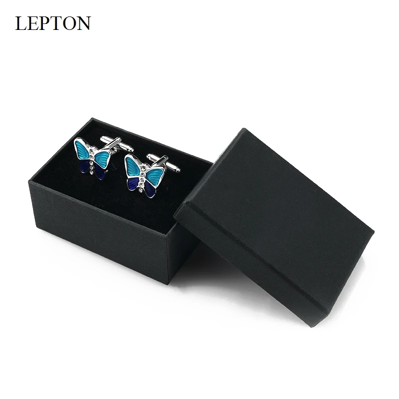 Lepton 남성용 고품질 크리스탈 커프스 단추 나비 동물 디자인 셔츠 커프스 결혼 선물 무료 배송