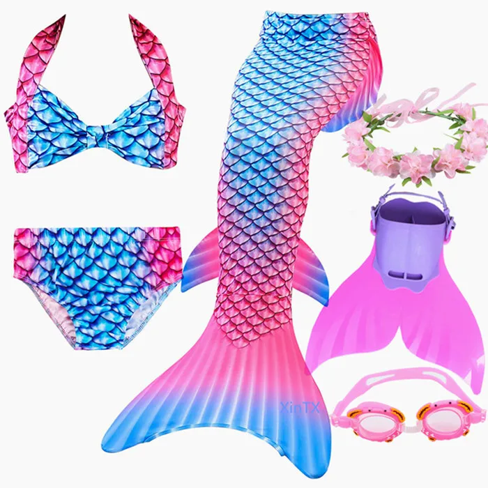 

Girls Mermaid Tail For Swimming With Flipper Cosplay Swimsuit Kid's Sparkle Mermaid Tails Swimmable Costume Swimwear Sets