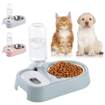

Didihou Auto Pet Dog Cat Feeder Drinker Stainless Steel Bowl Pet With Bottle Water Food Dispenser Blue/Pink/Grey