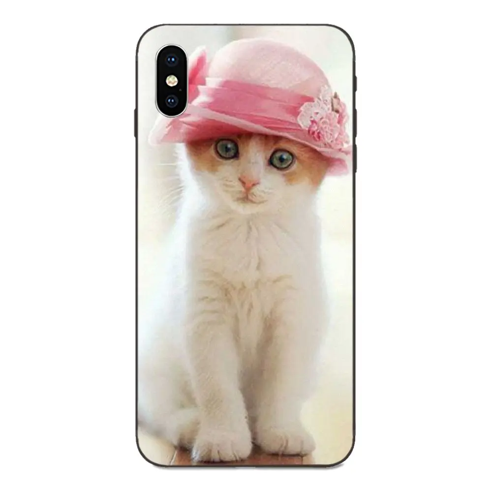 Розовый кот для Apple iPhone 4 4s 5 5S SE 6 6S 7 8 Plus X XS Max XR мягкий чехол с