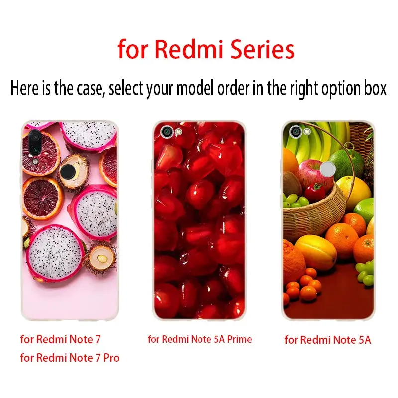 Мягкий чехол с фруктами для Xiaomi Redmi Note 8 7 6 5 Pro 8a 6pro 6a s2 5a 4a 5plus y3 Coque Funda Etui чехлы