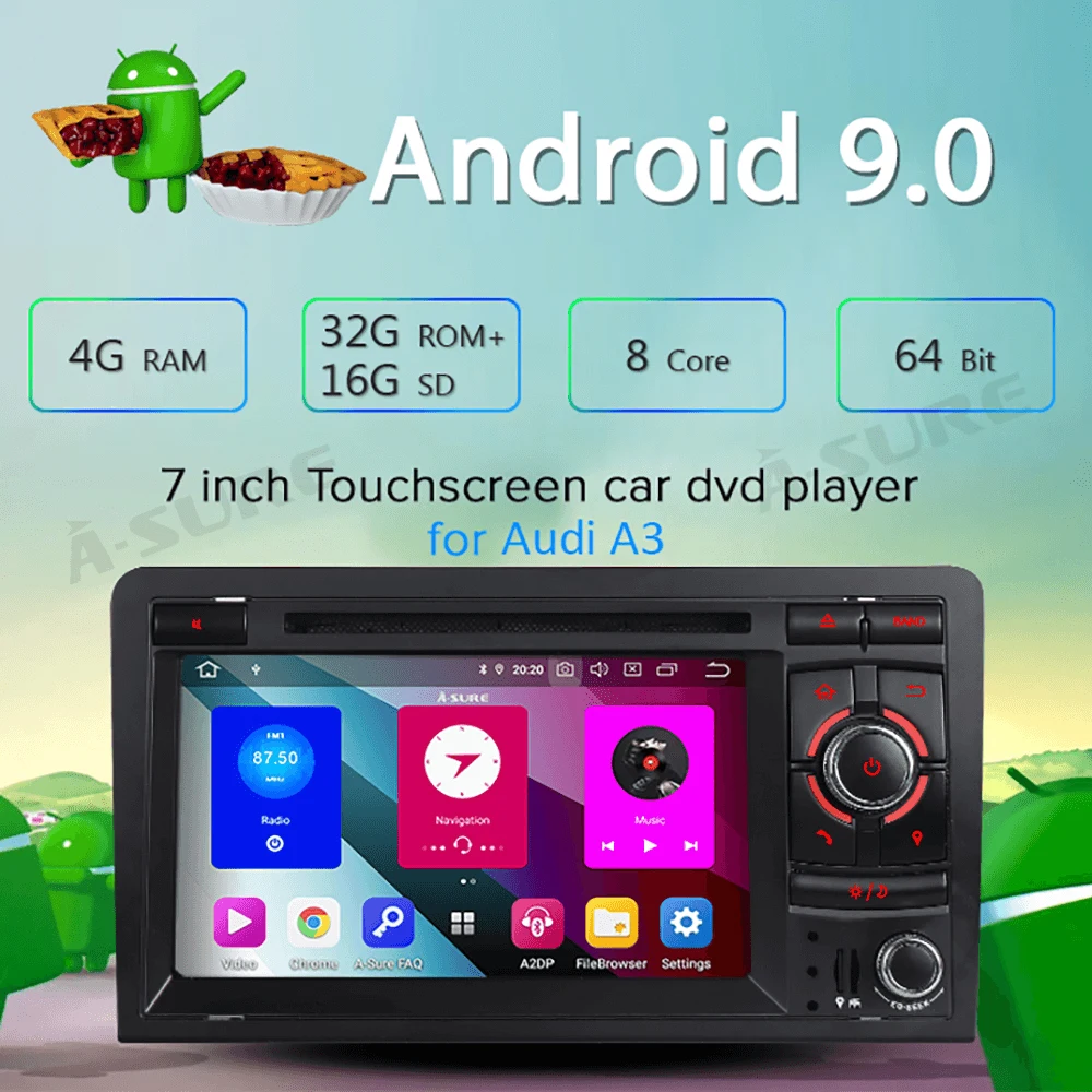 Top A-Sure 2 Din 7 Inch Android 9.0 Car Radio DVD GPS Player For Audi A3 (2003-2011) S3 RS3 RNSE-UP Navigation With 4GB RAM 8 Core 3 Top A-Sure 2 Din 7 Inch Android 9.0 Car Radio DVD GPS Player For Audi A3 (2003-2011) S3 RS3 RNSE-UP Navigation With 4GB RAM 8 Core 3