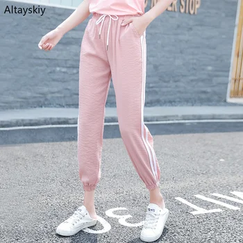 

Pants Women 2020 Spring and Summer Loose Korean Style All-match Womens Pockets Spliced Ankle-Length Harem Trousers Female Chic