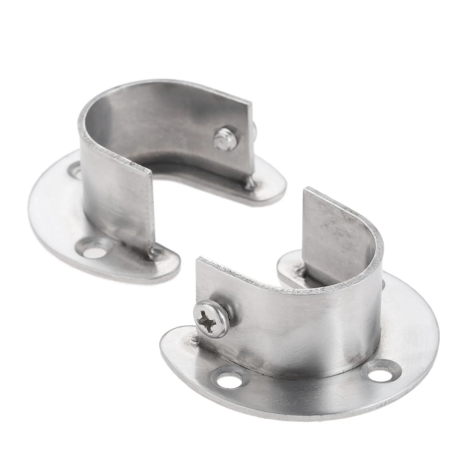 DRELD 2pcs 25mm Dia Closet Clothes Pole Rod Wardrobe Pipe Hanging Rail End U-Shape Flange Holder Socket Bracket Support | Обустройство