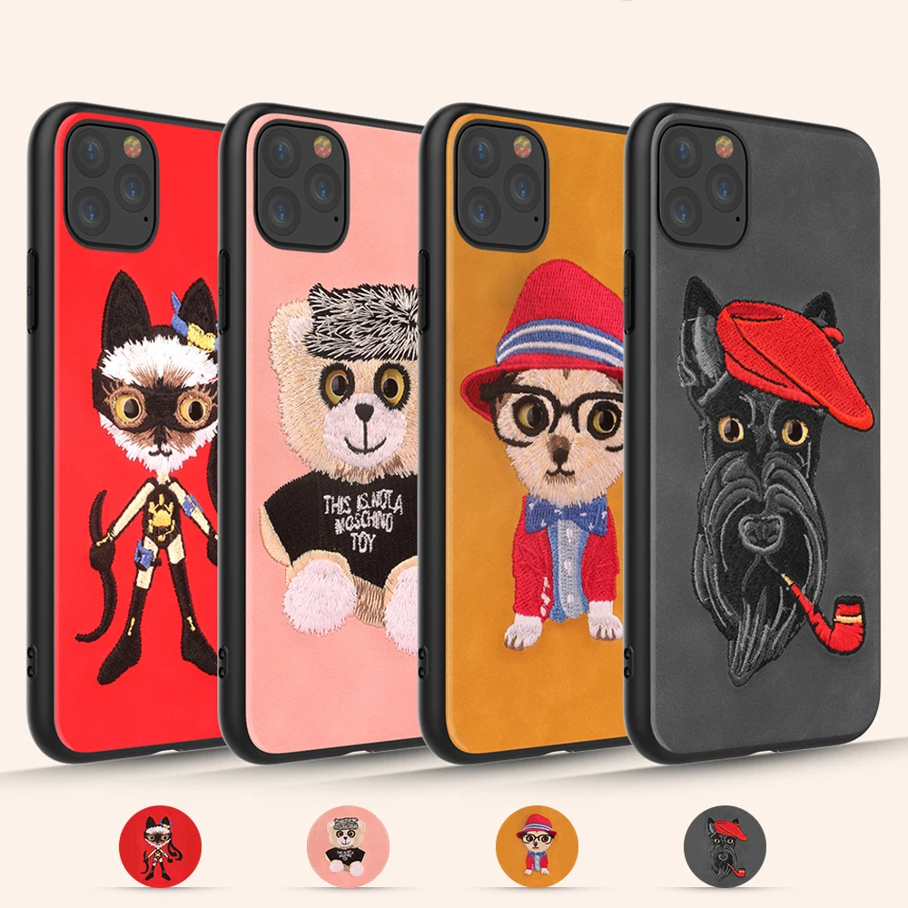 GYPHCA мультфильм 3D вышивка маленькая собака чехол для телефона samsung Galaxy S8 S9 S10 Plus Note 8
