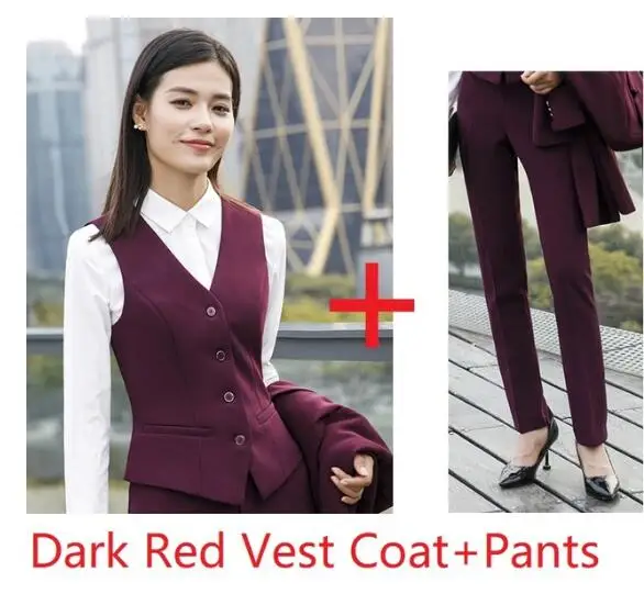 vestsuit Высококачественная ткань осень зима женские блейзеры костюмы форменные дизайнерские Деловые женские офисные костюмы с длинной ветровка - Цвет: vestsuit