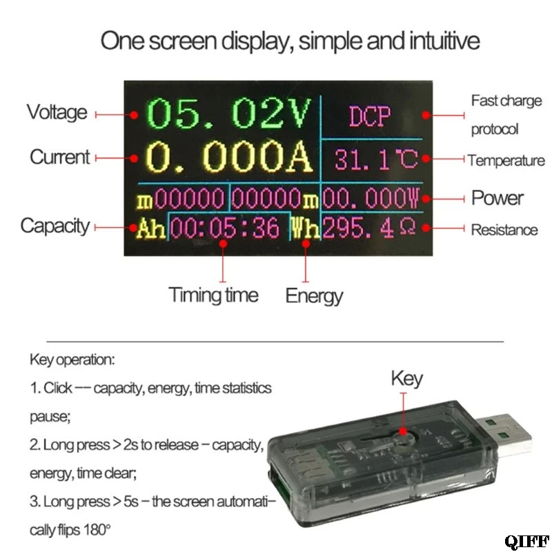 Цифровой USB тестер QC 2,0 3,0 FCP AFC DCP Быстрая зарядка Детектор DC 3,7 V~ 30V 0-5A
