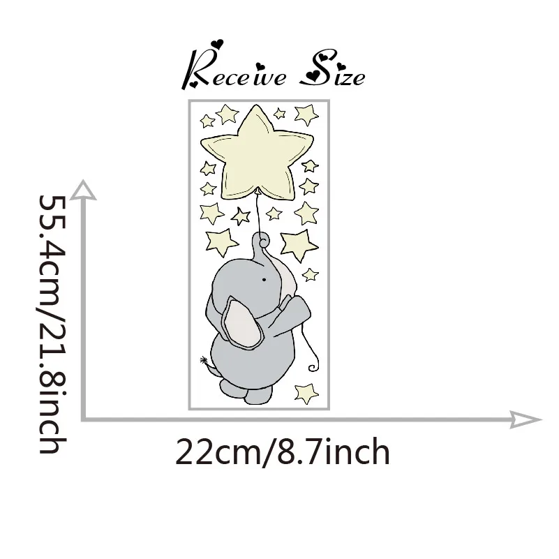 Cute Cartoon Nursery Elephant and Rabbit Wall Decals DIY Stars Stickers For Kids Baby Room Home Decortion Funny Art Vinyls Mural (1)