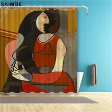 Colorido Vintage Picasso cortina de baño 3D abstracta impermeable de poliéster tela baño ducha cortina decoración del hogar Juegos de ducha