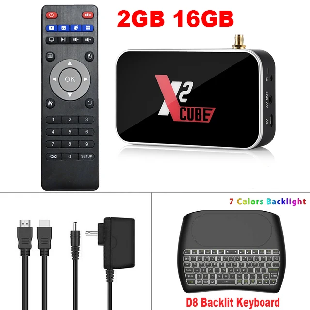 2G16G-D8 Keyboard Smart tv Box X2CUBE Android9.0 ТВ-приставка Amlogic S905X2 2 Гб DDR4 16 Гб rom 2,4G и 5G двойной WiFi 1000M Bluetooth 4K HD медиаплеер - Цвет: 2G16G-D8 Keyboard