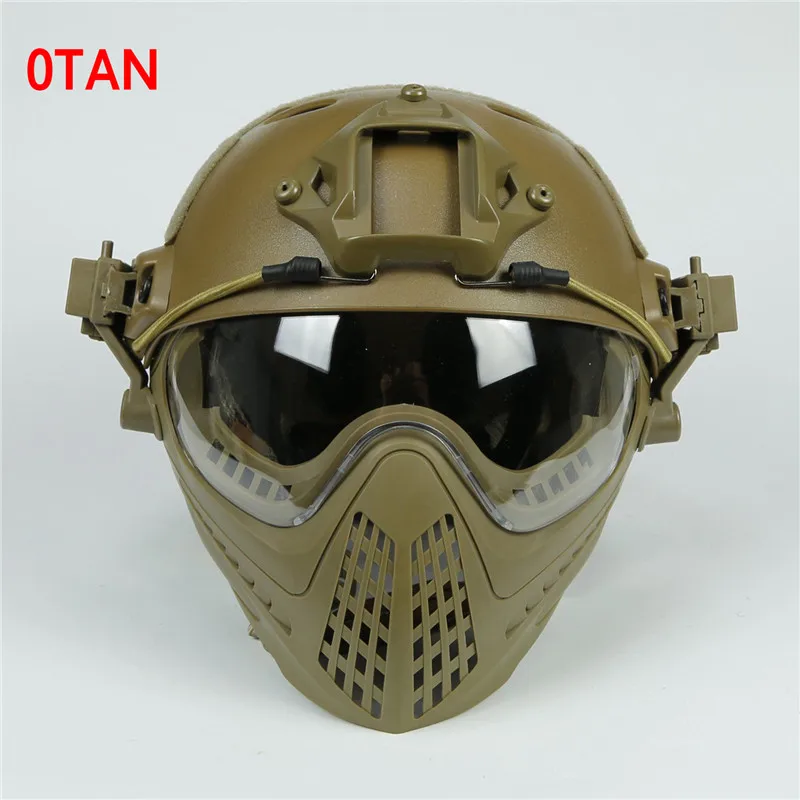 New Military Tactical Protective Helmet Airsoft Full Face Protection with Goggle Len Full Face Motorcycle Helmet - Цвет: 0TAN