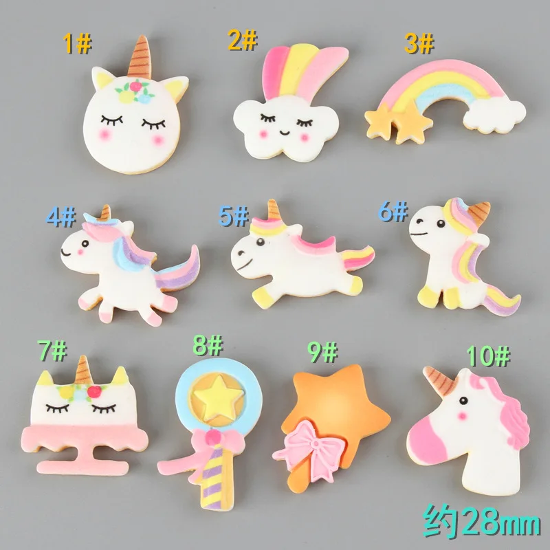 10 шт. Новинка кавайный бант единорог с плоским основанием Кабошон из Смолы