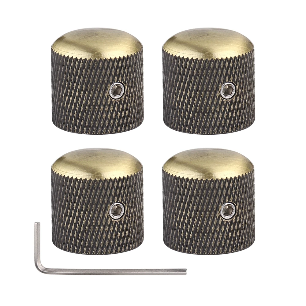 3pcs/4pcs Metal Dome Knobs Electric Bass Guitar Knobs Volume Tone Control Knobs With Wrench