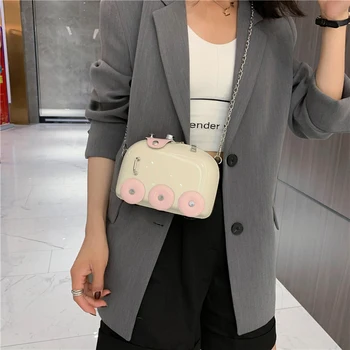 

Chic Cute Train Shaped Crossbody Bag Classic Texture Creative Design Women PU Shoulder Female Small Chain Handbags