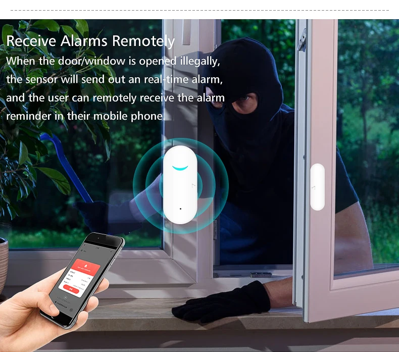Tuya Smart WiFi Door Sensor Door Open / Closed Detectors WiFi App Notification Alert security alarm support Alexa Google Home laser jammer for cars