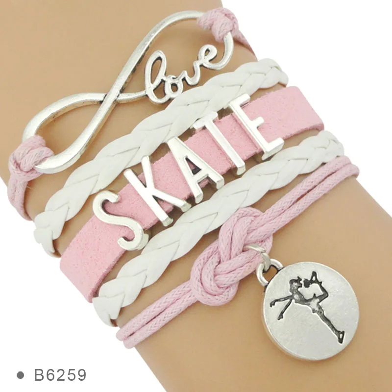 Высокое качество Live Your Dream Infinity Love to Skate Фигурное катание обувь дружба подарки браслеты для женщин - Окраска металла: B6259