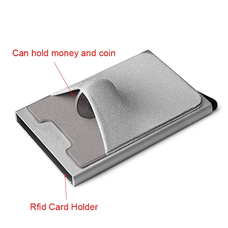 Rfid кредитный держатель для карт, мужской металлический тонкий кошелек, алюминиевый Пасс, секрета, всплывающий кошелек, маленький кошелек, сумка, Валет