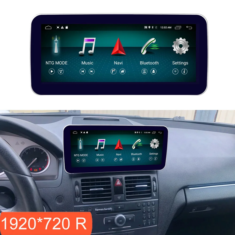 10.25 inch 4+64G Android Display for Mercedes Benz C Class W204 2008-2010 Car Radio Screen GPS Navigation Bluetooth Touch Screen