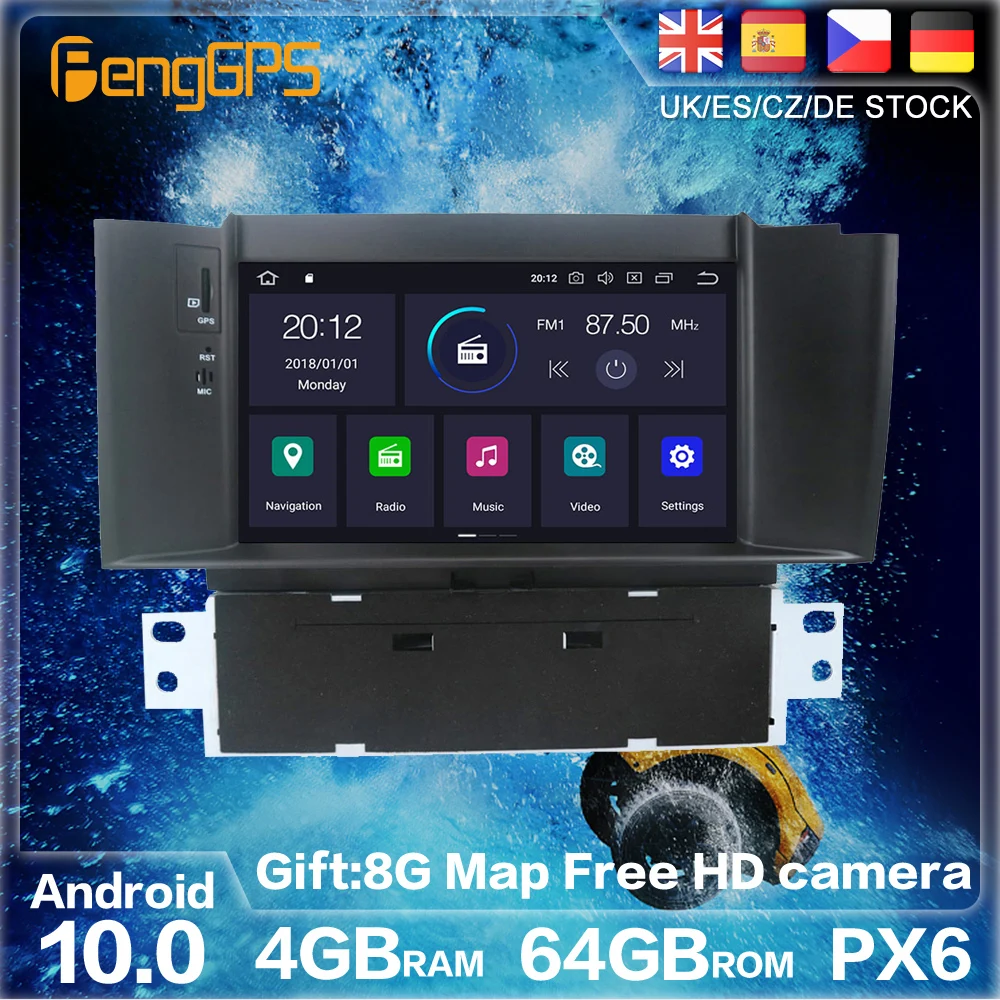 Автомобильный мультимедийный DVD плеер Android 10 0 64 ГБ PX6 для Citroen C4 2 B7 2013 2014 2016 2015 GPS