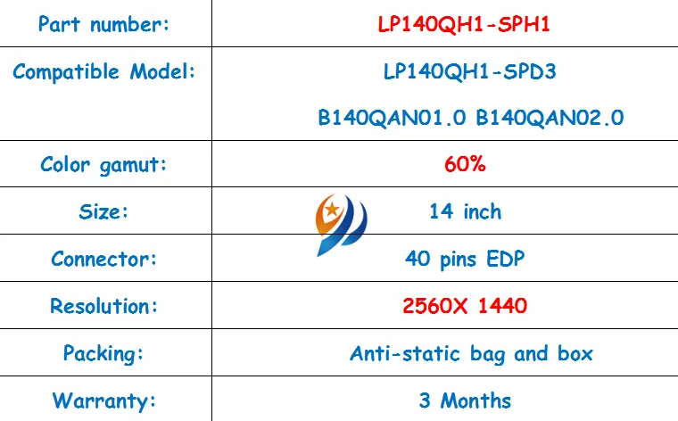 14," Матрица ноутбука ips QHD lcd screenLP140QH1-SPH1 2560X1440 для DELL Latitude 7480 E7480 lenovo T460S T460P Матовая не сенсорная