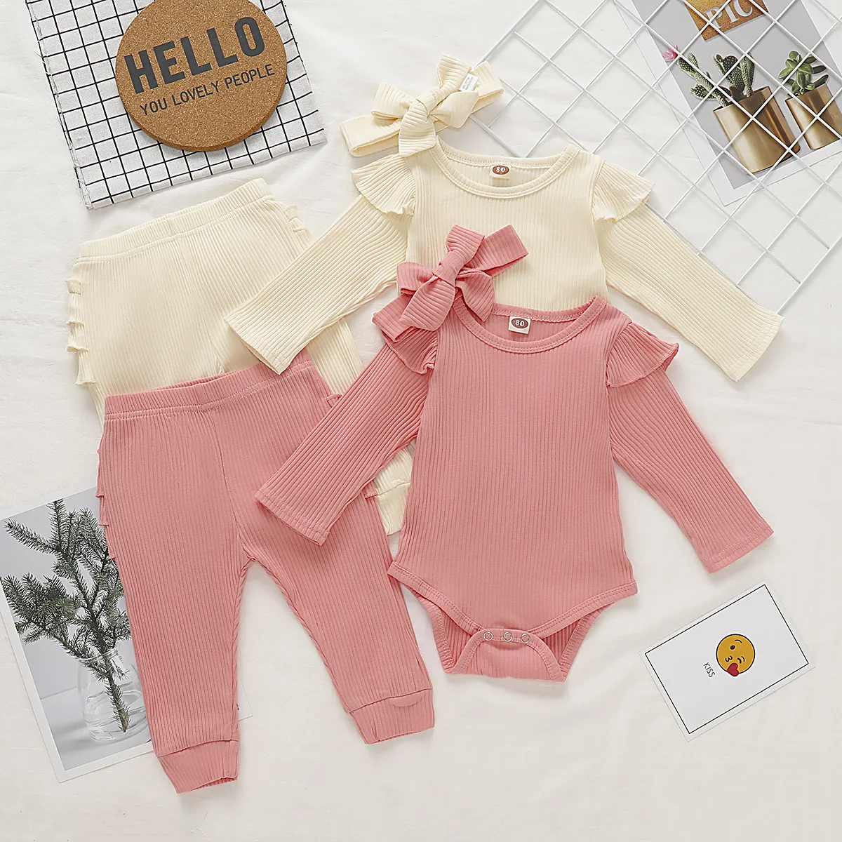 Комплекты для девочек Осень зима 2019 г. комбинезон + однотонные штаны головной