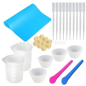

1 Set Reusable Silicone Dispensing Measuring Cup Mixing Stick Dropper Kit Crystal Epoxy UV Resin DIY Craft Casting Mould