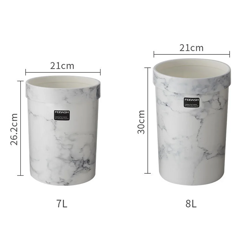 Marble Pattern Trash Cans Bedroom Trash Can Living Room Waste Bin Office Garbage Bucket Without Lid European Style Dustbin Hot