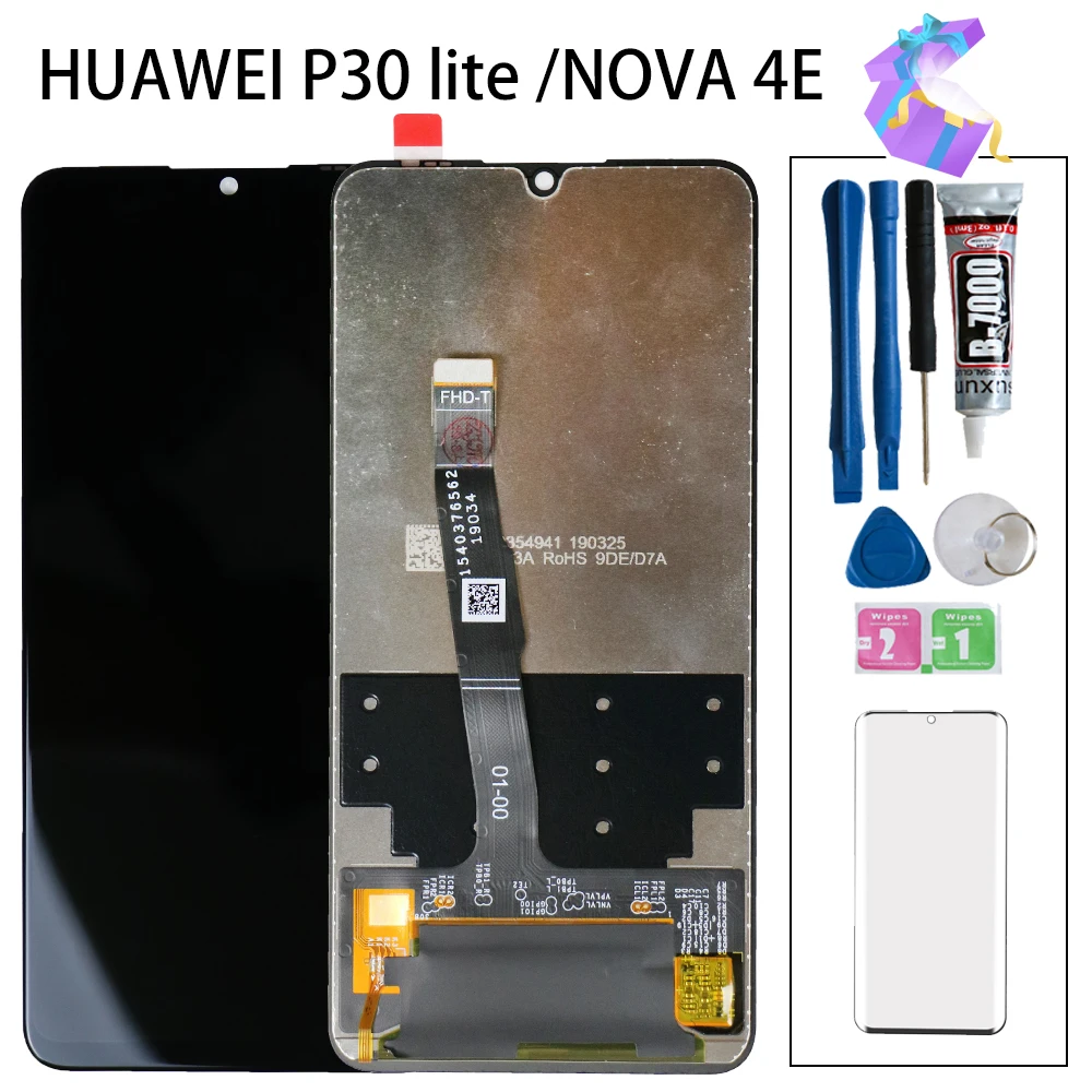 6,1" для huawei P30 Lite/Nova 4E ЖК-дисплей кодирующий преобразователь сенсорного экрана в сборе ЖК-дисплей P30 Lite запасные части