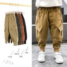 Kids Pants Sport Trousers Boys Cargo Trousers Big Pockets Cotton Autumn Winter Baby Girls Casual Pants Children Expedition