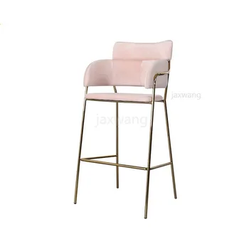 

Nordic Wrought Iron Customized Bar Chair Postmodern Minimalist Home Backrest Dining Chair High Stool Cafe Bar Stool Bar Stools