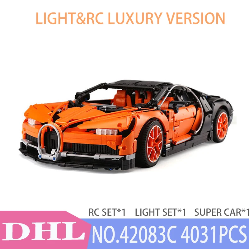 Блоки Decool Bugatti Chirons совместимые 20086 IegoSet Technic Voiture 42083 Строительные кирпичи развивающая игрушка подарок для ребенка - Цвет: WITH RC AND LIGHT