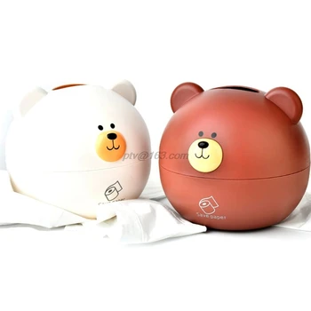 

Cute Cartoon Bear Pattern Tissue Box Roll Paper Storage Case Holder Napkin Container for Home Room Use Supplies