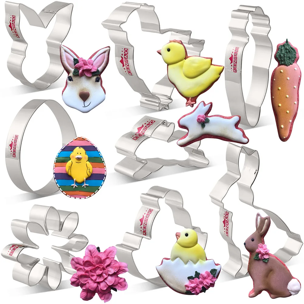 

KENIAO 8Pcs Spring Easter Cookie Cutters Animal Biscuit Fondant Bread Sandwich Mould Stainless Steel Large Size Cooki Mold Tool