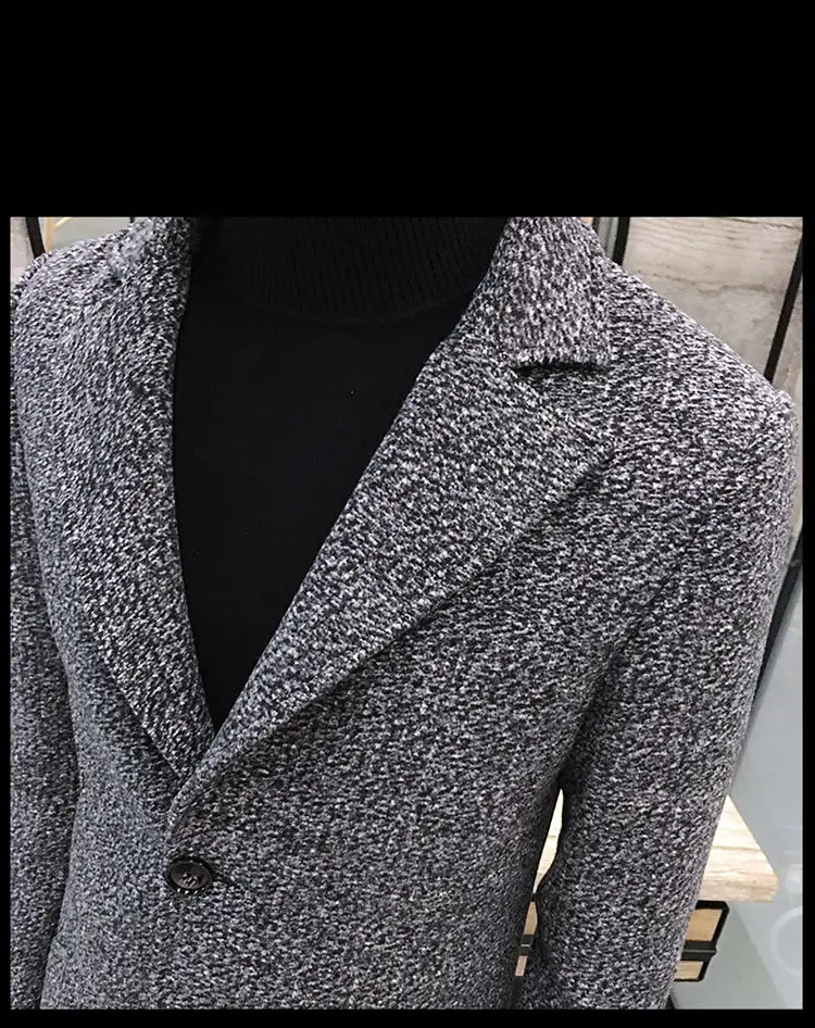Windbreaker men's medium and long winter handsome new men's wool coat Korean version versatile cloth coat send scarf