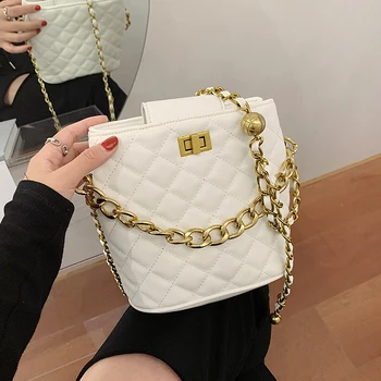 

Fashion Rhombus Chain Bag 2020 New Bucket Bag Female Luxury Bag Simple Bag Western Style Single Shoulder Messenger Bag Channels