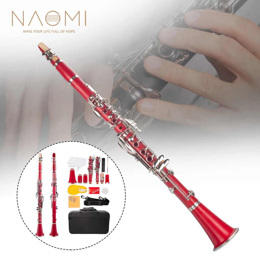 Naomi Professional Falling Tune B 17 ключ кларнет ABS Комплект для кларнета W/кларнет+ тростники+ ремень+ чехол+ компоненты для студента красный