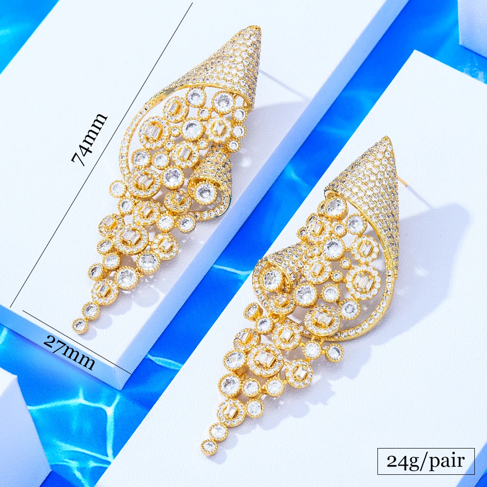Missvikki Original Design Luxury Vintage Big Earrings For Noble Women Wedding Party CZ Dubai Bridal Earrings Gorgeous Jewelry