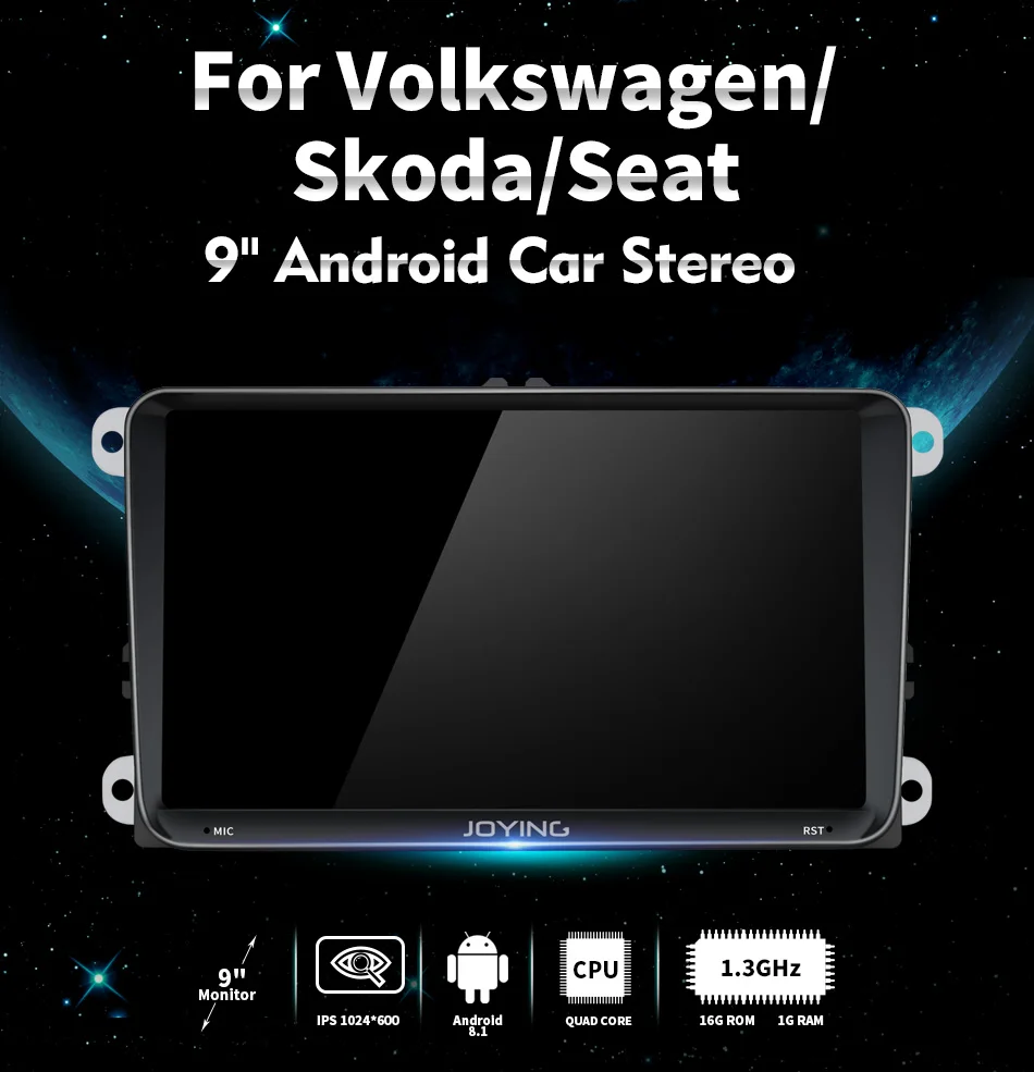 JOYING 2 din Android 8,1 Автомагнитола gps 9 дюймов ips экран Авторадио для VW/passat b6/Volkswagen/сиденье поддержка быстрая загрузка