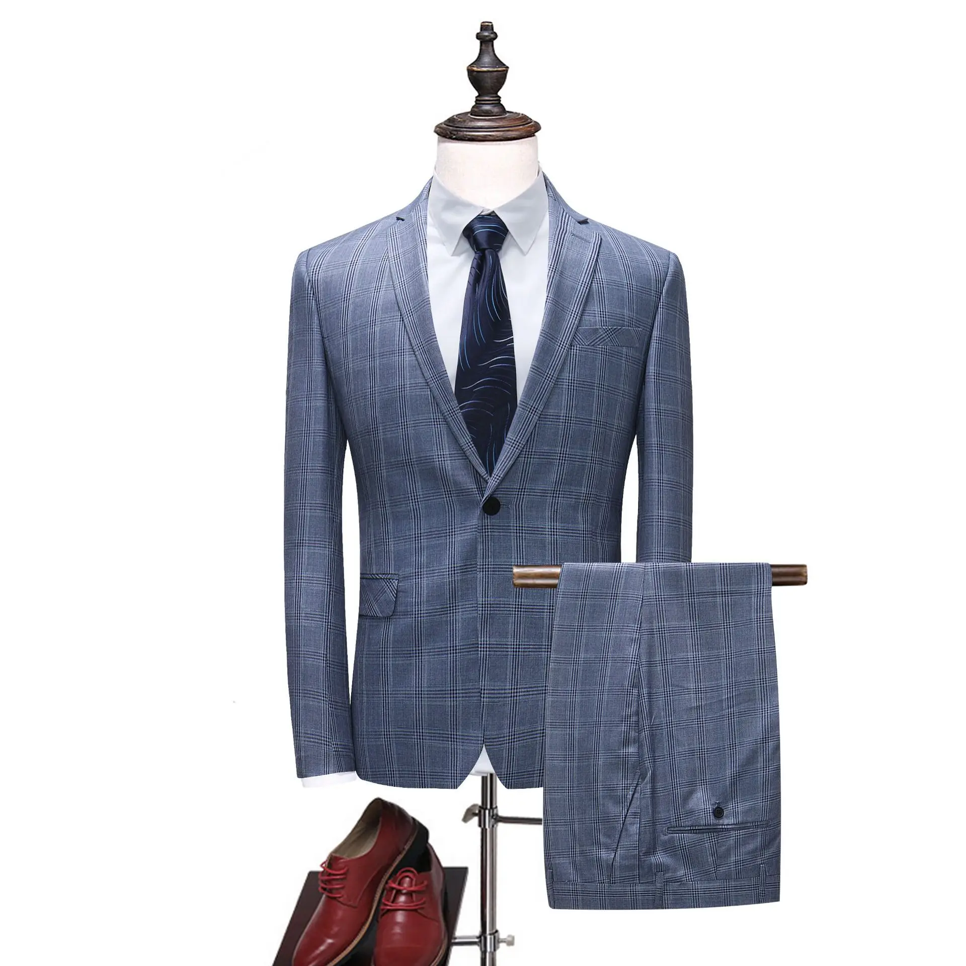 

The new spring of 2020 Leisure suits, men's classic suit Checked 2 piece suit fashion