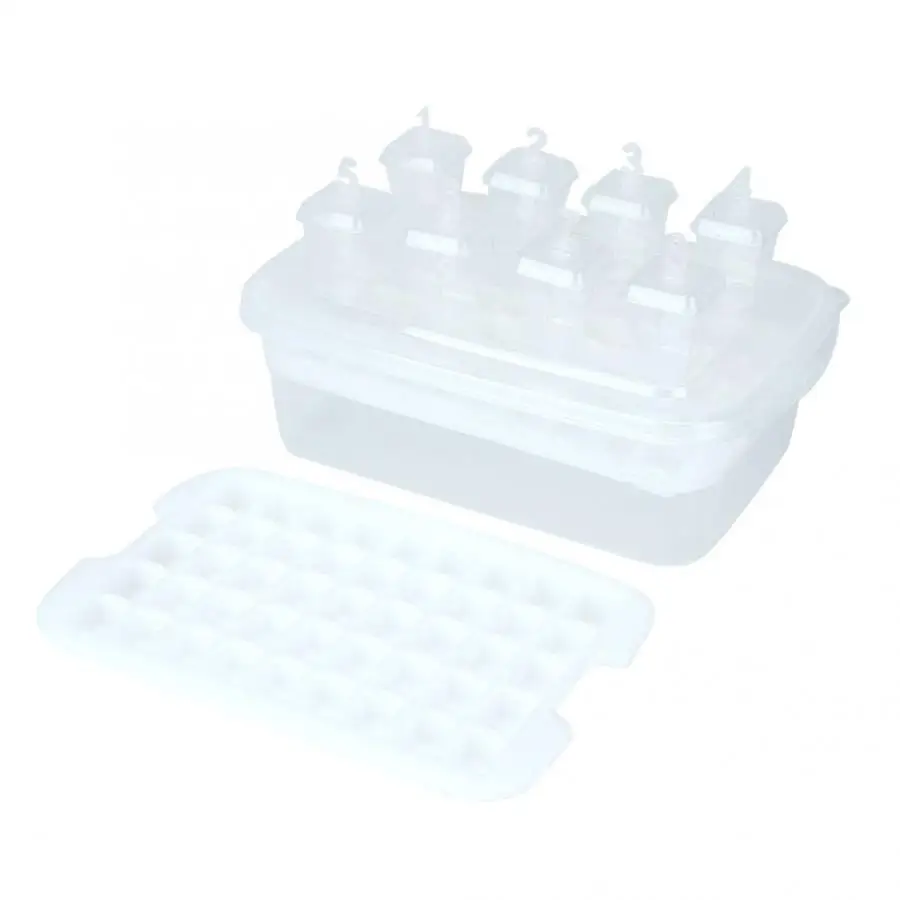 Transparent Ice Cube Maker Non-Toxic Popsicle Plastic Integrated Ice Ice Mold With Cover Diy Ice Mold Whiskey Party Bar Tools - Цвет: Transparent
