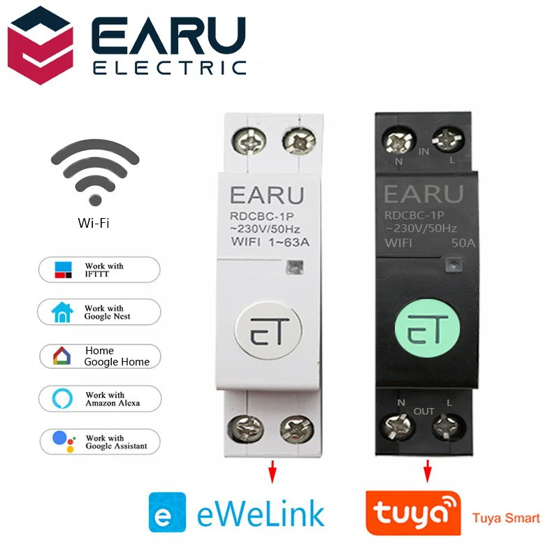 thumbnail image 2 of Timer Light Switch WiFi Circuit Breaker DIN Rail Smart Meter 1P 63A Remote Control By Tuya Timer Switches 2 of 10