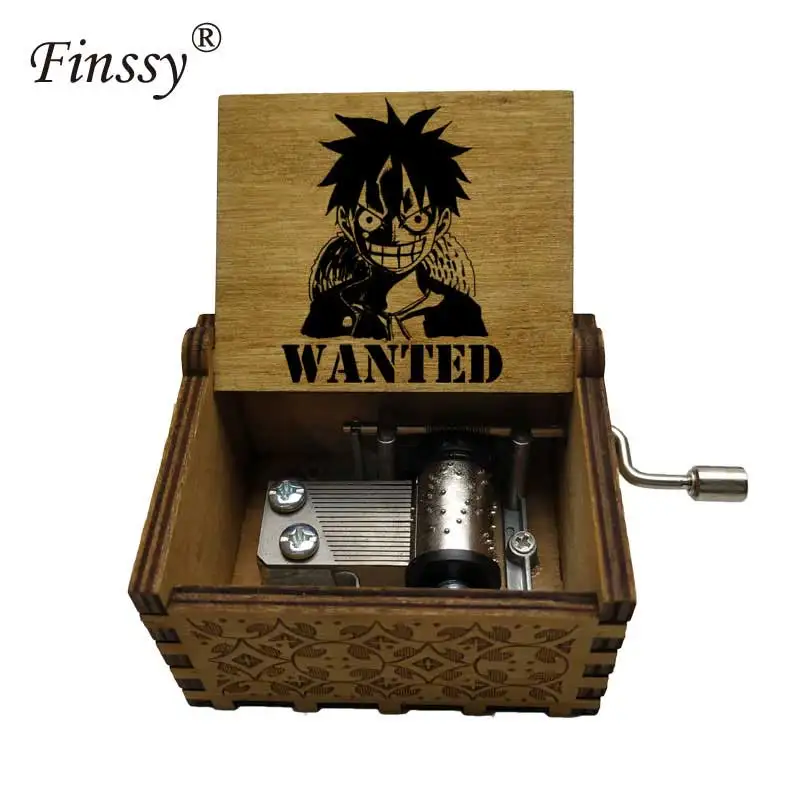 Старинная резная деревянная ручная музыкальная шкатулка Luffy Roronoa Zoro Trafalgar Law Ace