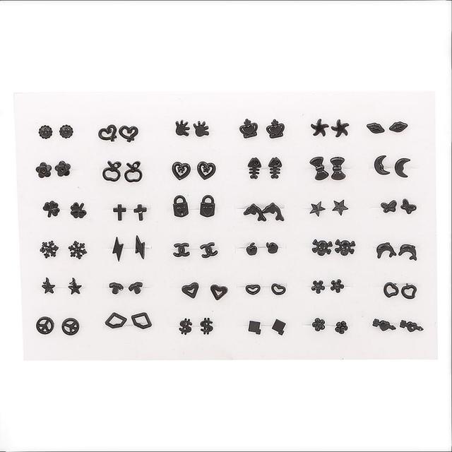 Women Plastic Crystal Small Stud Earrings Set Girl Heart Star Animal Moon Crown Sun Flower Earring Brincos Jewelry